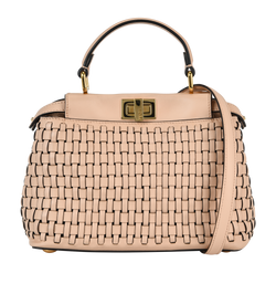 Woven Mini Peekaboo, Leather, Pink, 8BN244, B/DB/S/RC, 3*